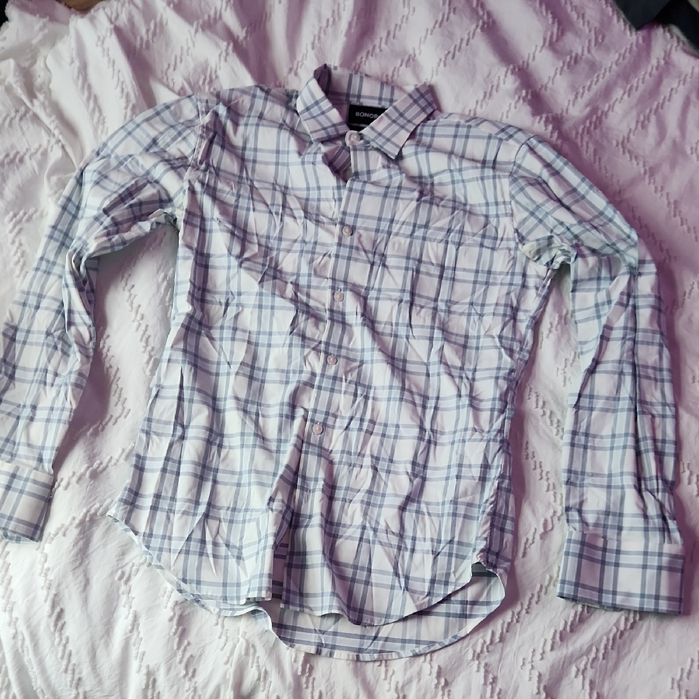 Men's Long Sleeve Bonobos Blue Plaid Shirt